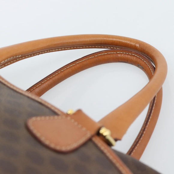 CELINE Macadam Canvas Boston Bag PVC Leather Brown Gold Auth 189950A