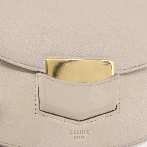 CELINE Schoudertas Leer Wit Goud Auth 189953