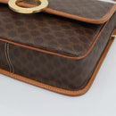 CELINE Macadam Canvas Circle Shoulder Bag PVC Leather Brown Gold Auth 189954A-9