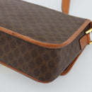 CELINE Macadam Canvas Circle Shoulder Bag PVC Leather Brown Gold Auth 189954A-15