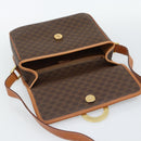 CELINE Macadam Canvas Circle Shoulder Bag PVC Leather Brown Gold Auth 189954A-17