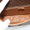 CELINE Macadam Canvas Circle Shoulder Bag PVC Leather Brown Gold Auth 189954A-10