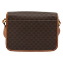 CELINE Macadam Canvas Circle Shoulder Bag PVC Leather Brown Gold Auth 189954A-2