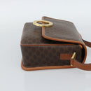CELINE Macadam Canvas Circle Shoulder Bag PVC Leather Brown Gold Auth 189954A-4