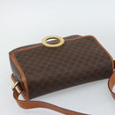 CELINE Macadam Canvas Circle Shoulder Bag PVC Leather Brown Gold Auth 189954A-6