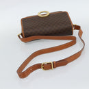 CELINE Macadam Canvas Circle Shoulder Bag PVC Leather Brown Gold Auth 189954A-7