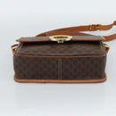 CELINE Macadam Canvas Circle Shoulder Bag PVC Leather Brown Gold Auth 189954A-5