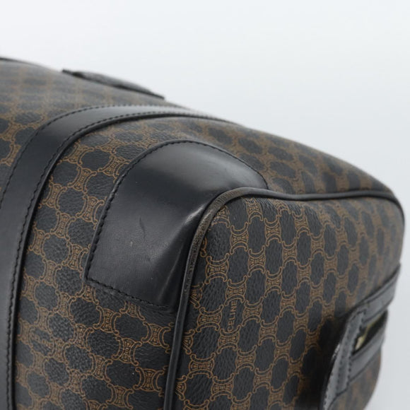 CELINE Macadam Canvas Boston Bag PVC Leather Black Gold Auth 189955A