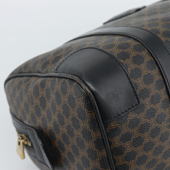 CELINE Macadam Canvas Boston Bag PVC Leather Black Gold Auth 189955A