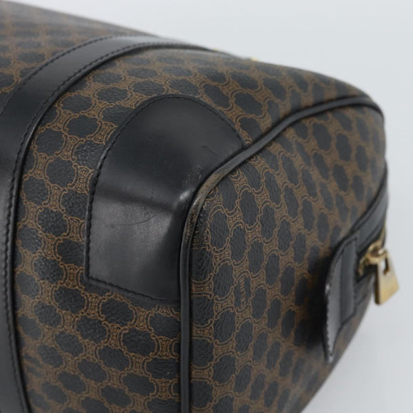 CELINE Macadam Canvas Boston Bag PVC Leather Black Gold Auth 189955A