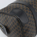 CELINE Macadam Canvas Boston Bag PVC Leather Black Gold Auth 189955A-16