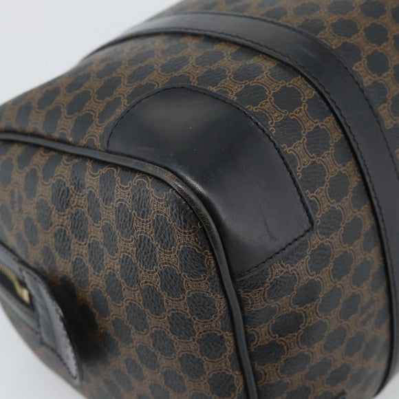 CELINE Macadam Canvas Boston Bag PVC Leather Black Gold Auth 189955A