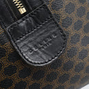 CELINE Macadam Canvas Boston Bag PVC Leather Black Gold Auth 189955A-10