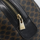 CELINE Macadam Canvas Boston Bag PVC Leather Black Gold Auth 189955A-17