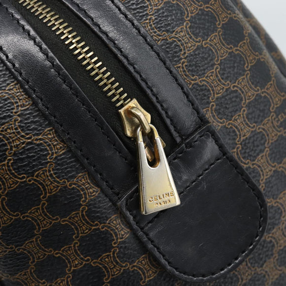 CELINE Macadam Canvas Boston Bag PVC Leather Black Gold Auth 189955A