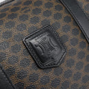CELINE Macadam Canvas Boston Bag PVC Leather Black Gold Auth 189955A-18