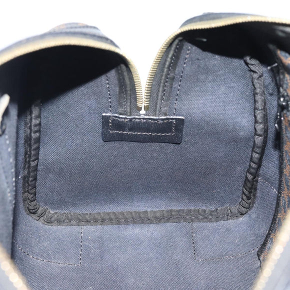 CELINE Macadam Canvas Boston Bag PVC Leather Black Gold Auth 189955A
