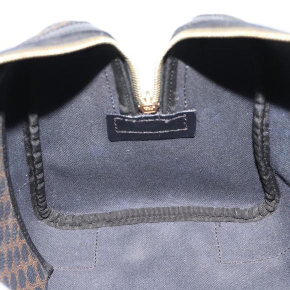 CELINE Macadam Canvas Boston Bag PVC Leather Black Gold Auth 189955A