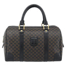 CELINE Macadam Canvas Boston Bag PVC Leather Black Gold Auth 189955A-13