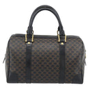 CELINE Macadam Canvas Boston Bag PVC Leather Black Gold Auth 189955A-2