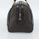 CELINE Macadam Canvas Boston Bag PVC Leather Black Gold Auth 189955A-3