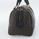 CELINE Macadam Canvas Boston Bag PVC Leather Black Gold Auth 189955A-4