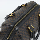 CELINE Macadam Canvas Boston Bag PVC Leather Black Gold Auth 189955A-6