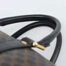 CELINE Macadam Canvas Boston Bag PVC Leather Black Gold Auth 189955A-8