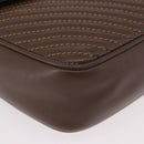 CELINE Macadam Shoulder Bag Leather Brown Gold Auth 189957-10
