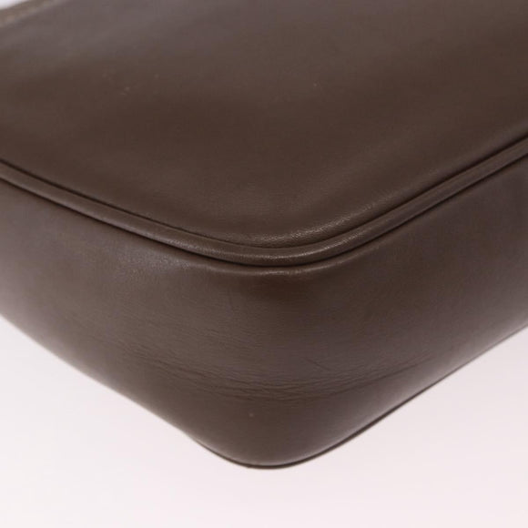 CELINE Macadam Shoulder Bag Leather Brown Gold Auth 189957