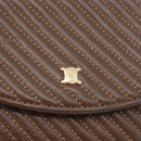 CELINE Macadam Shoulder Bag Leather Brown Gold Auth 189957-17