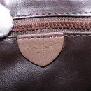 CELINE Macadam Shoulder Bag Leather Brown Gold Auth 189957-19
