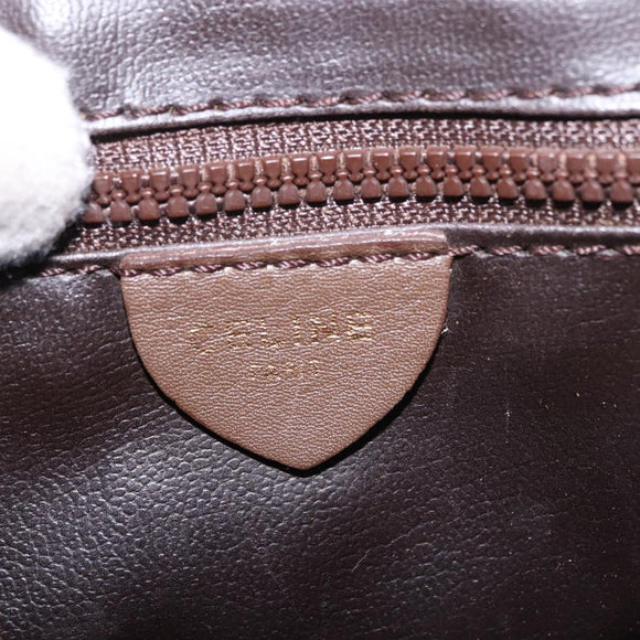 CELINE Macadam Shoulder Bag Leather Brown Gold Auth 189957