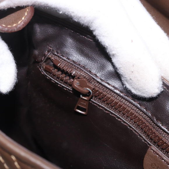 CELINE Macadam Shoulder Bag Leather Brown Gold Auth 189957