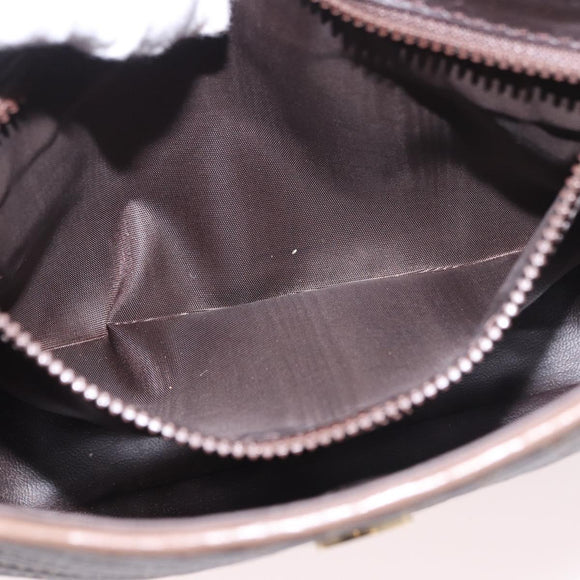 CELINE Macadam Shoulder Bag Leather Brown Gold Auth 189957