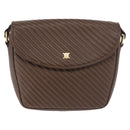 CELINE Macadam Shoulder Bag Leather Brown Gold Auth 189957-13