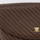 CELINE Macadam Shoulder Bag Leather Brown Gold Auth 189957-2