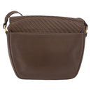 CELINE Macadam Shoulder Bag Leather Brown Gold Auth 189957-3