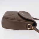 CELINE Macadam Shoulder Bag Leather Brown Gold Auth 189957-4