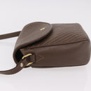 CELINE Macadam Shoulder Bag Leather Brown Gold Auth 189957-5