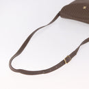 CELINE Macadam Shoulder Bag Leather Brown Gold Auth 189957-8