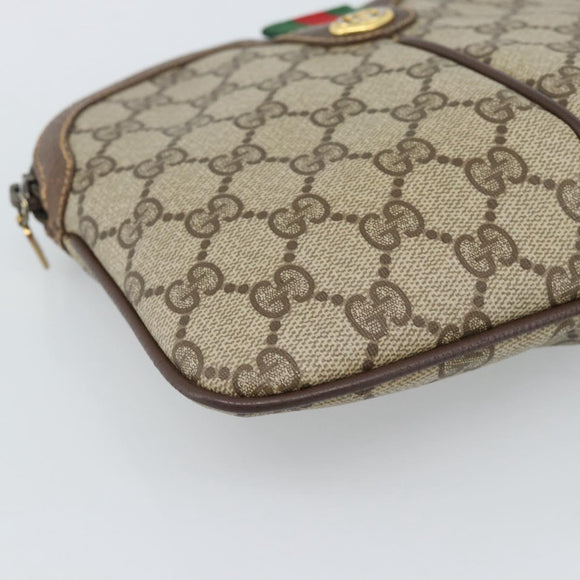GUCCI GG Supreme Web Sherry Line Bag PVC Beige Gold 904 02 047 Auth 189958