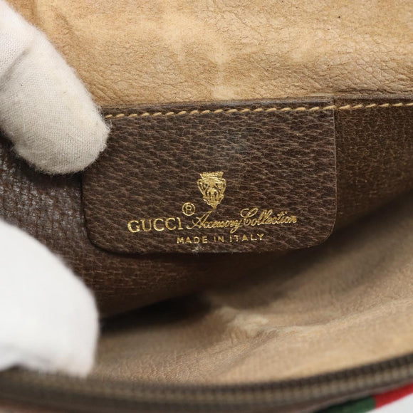 GUCCI GG Supreme Web Sherry Line Bag PVC Beige Gold 904 02 047 Auth 189958
