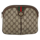 GUCCI GG Supreme Web Sherry Line Bag PVC Beige Gold 904 02 047 Auth 189958-13
