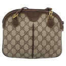 GUCCI GG Supreme Web Sherry Line Bag PVC Beige Gold 904 02 047 Auth 189958-2