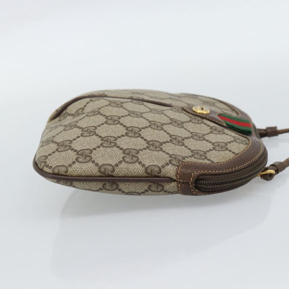 GUCCI GG Supreme Web Sherry Line Bag PVC Beige Gold 904 02 047 Auth 189958