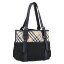 BURBERRY Nova Check Tote Bag Canvas Beige Silver Auth 189960A-1