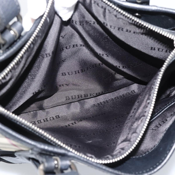 BURBERRY Nova Check Tote Bag Canvas Beige Silver Auth 189960A