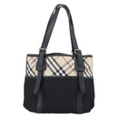 BURBERRY Nova Check Tote Bag Canvas Beige Silver Auth 189960A-2
