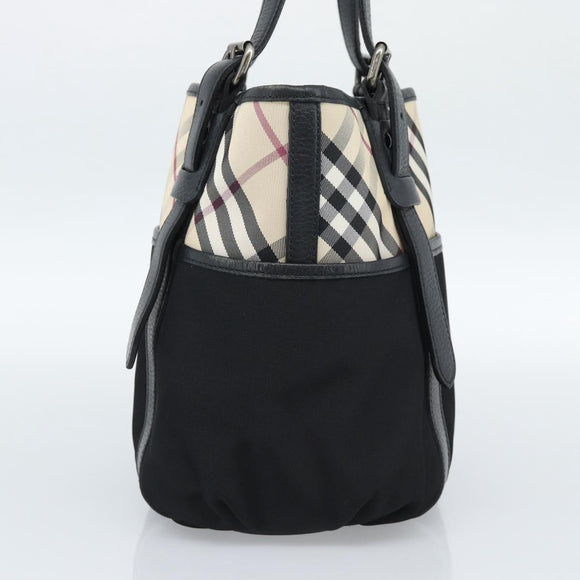 BURBERRY Nova Check Tote Bag Canvas Beige Silver Auth 189960A